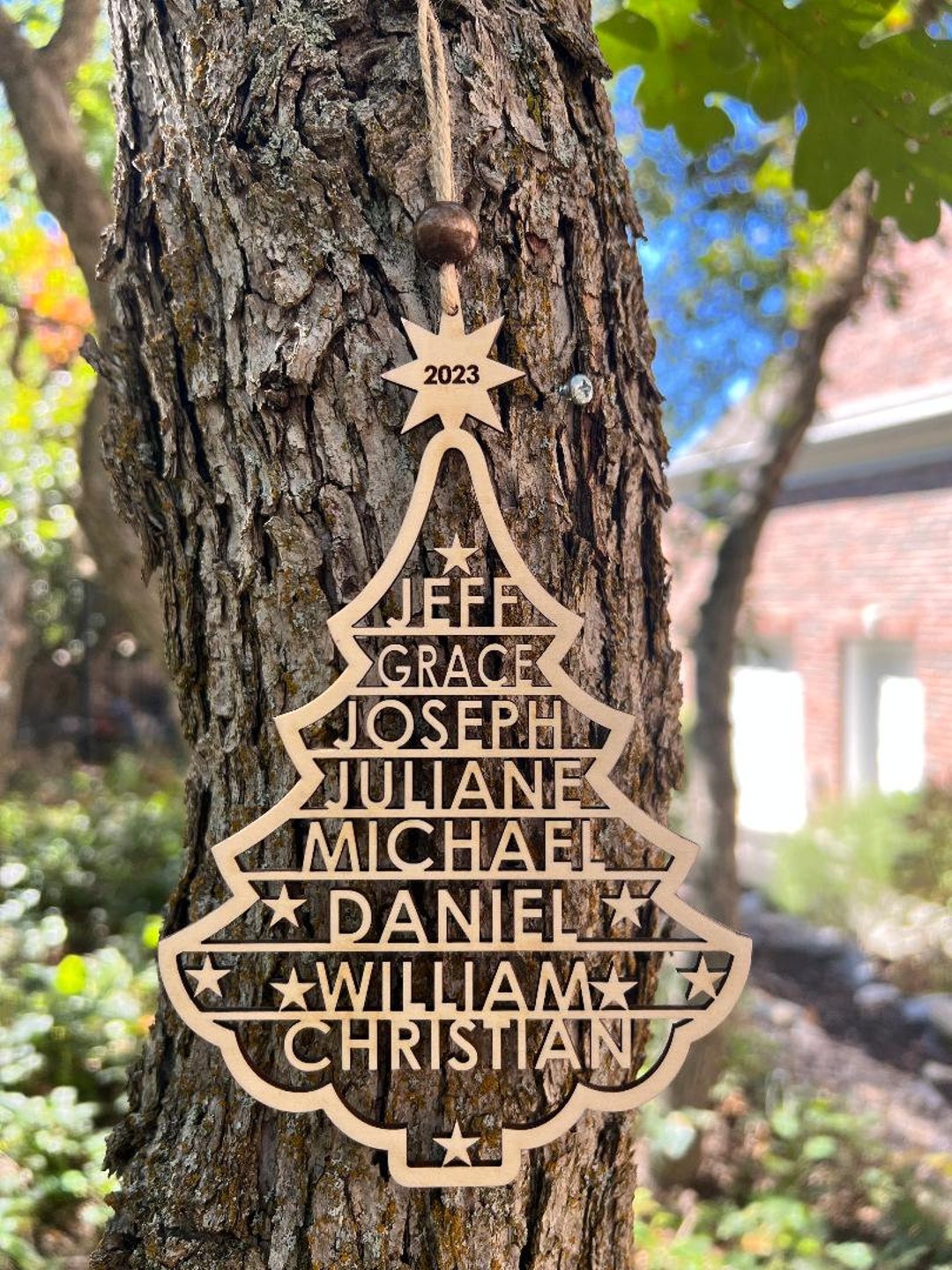 Christmas Tree With Names, Family Names Christmas Tree Ornament, Laser Cut and Engraved Ornament