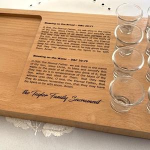 Sacrament tray, LDS Sacrament Tray, Heirloom Sacrament Tray, Sunday Sacrament Tray, Communion Tray, Sacrament Tray Cups and Sacrament Cloth