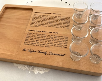 Sacrament tray, LDS Sacrament Tray, Heirloom Sacrament Tray, Sunday Sacrament Tray, Communion Tray, Sacrament Tray Cups and Sacrament Cloth