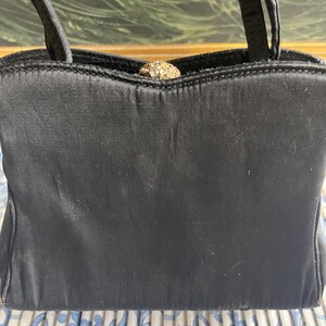 Vintage Black Satin Top Handle Handbag