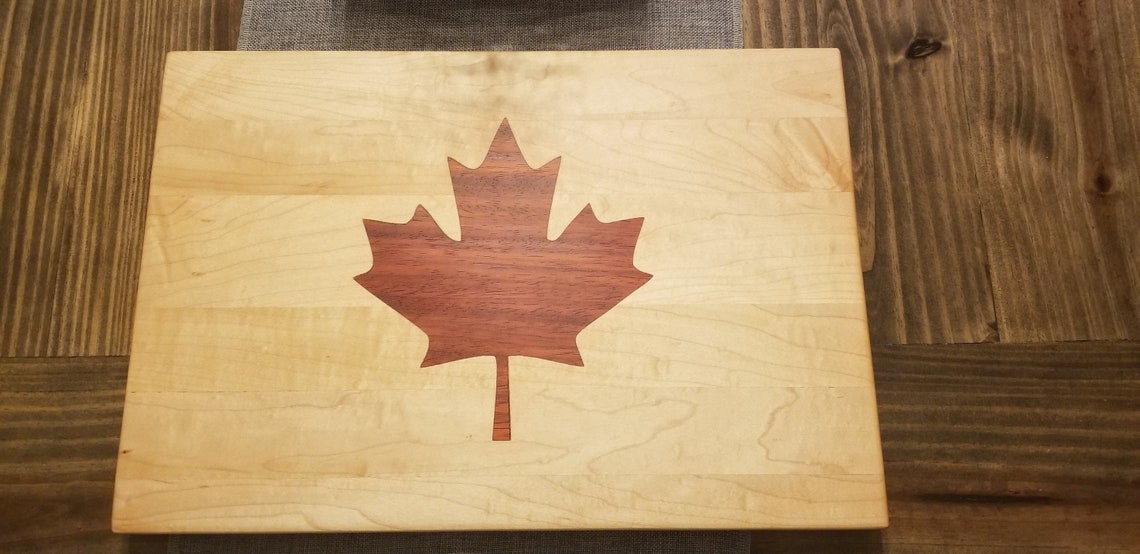 Maple Leaf Cutting Board Canadian Flag Patriotic Gift Etsy