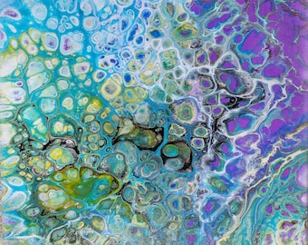 Wylęgająca się wiosna" Oryginał 8" x 10" Abstrakcyjny akryl Pour na płótnie
