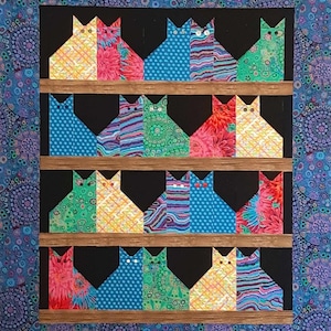 PreCut Quilt Kit!  Ready To Sew!  No Cutting By You! (Rainbow Kitties)