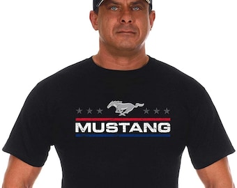 JH DESIGN GROUP Men's Ford Mustang Distressed Stars & Bars Crew Neck T-Shirt 
