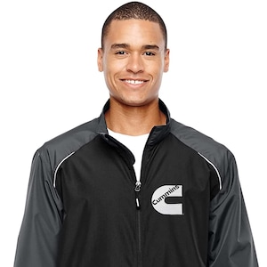 JH Design Group Men&#39;s Cummins Logo Lightweight Nylon Windbreaker Jacket