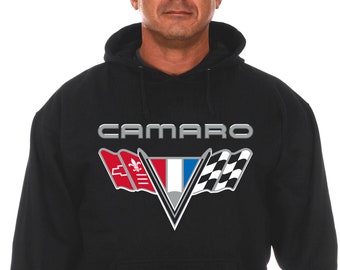 Men's Chevy Camaro V-Flag Emblem Pullover Hoodie Sweatshirt