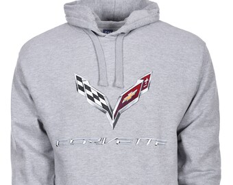 X-Large C8 Corvette Next Generation Hooded Pullover Sweatshirt Heather Gray X-Large C8 Corvette Next Generation Hooded Pullover Sweatshirt Heather Gray