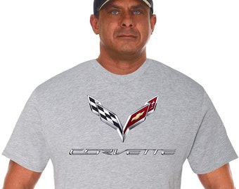 Mens Chevy Corvette C7 Heather Gray T-Shirt