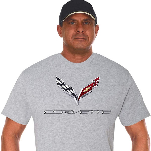 Mens Chevy Corvette C7 Heather Gray T-Shirt