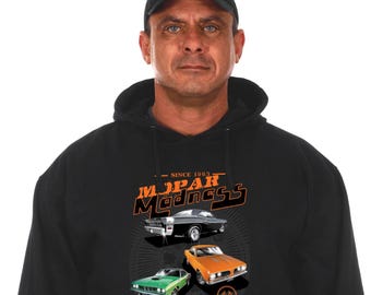 JH Design Herren Mopar Pullover Schwarzer Hoodie Siebdruck-Sweatshirt