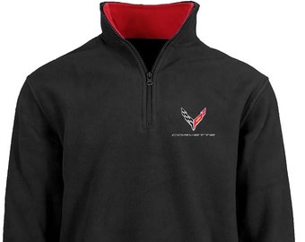 JH Design Men’s Chevy Corvette C8 Quarter Zip Fleece Sweatshirt 3 Colors
