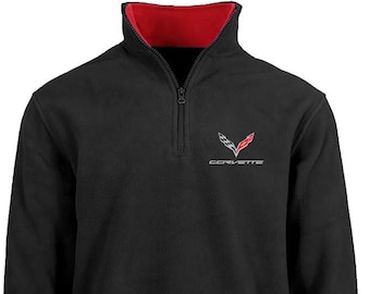 JH Design Men’s Chevy Corvette C7 Quarter Zip Fleece Sweatshirt 2 Colors
