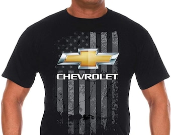 Men's Chevy Bow Tie Distressed American Flag T-Shirt