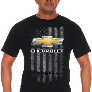 Men&#39;s Chevy Bow Tie Distressed American Flag T-Shirt