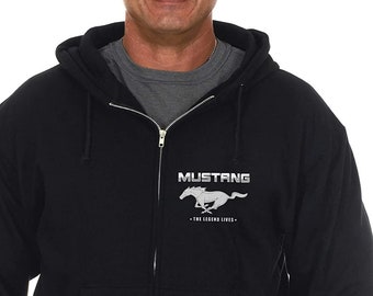 Men's Ford Mustang Zip-Up Hoodie with Front & Back Emblems