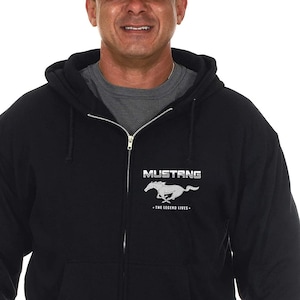 Men&#39;s Ford Mustang Zip-Up Hoodie with Front & Back Emblems