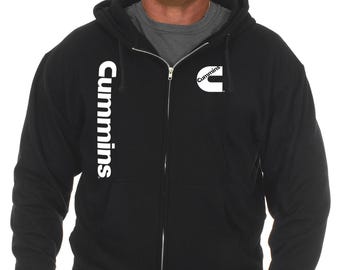 JH Design Men's Cummins Diesel Hoodie Full Zip Up Black Hooded Sweatshirt
