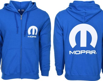JH Design Men's Mopar Royal Blue Logo Zip up Hoodie Sweatshirt