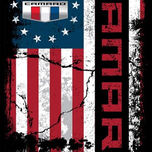 JH DESIGN GROUP Men's Chevy Camaro Hoodie - Distressed US Flag Graphic Pullover (2-Sided Print)
