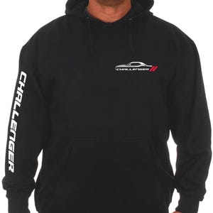 JH Design Men’s Dodge Challenger Classic Black Pullover Hoodie Sweatshirt