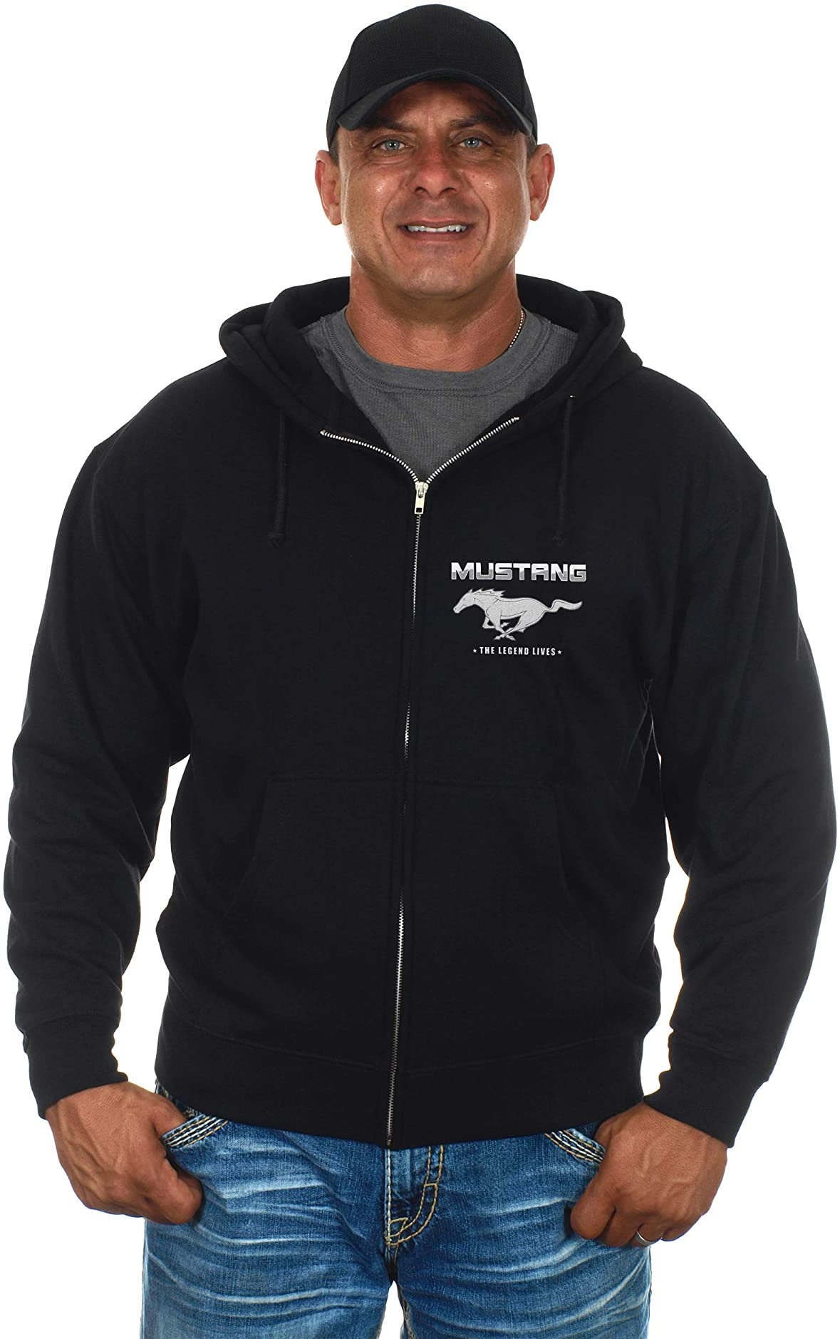 Men s Ford Mustang Zip up Hoodie With Front Back Emblems Etsy Sweden