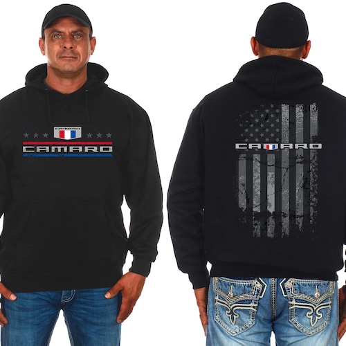 JH Design Men's Chevy Camaro T-Shirt - Distressed American Flag Graphic, 100% Cotton, Relaxed Fit - View #2
