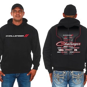 JH Design Group Men&#39;s Dodge Challenger Collage Pullover Hoodie 2-Side Sweatshirt