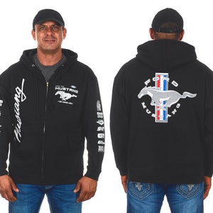 Men&#39;s Ford Mustang Collage Zip Up Hoodie in Black