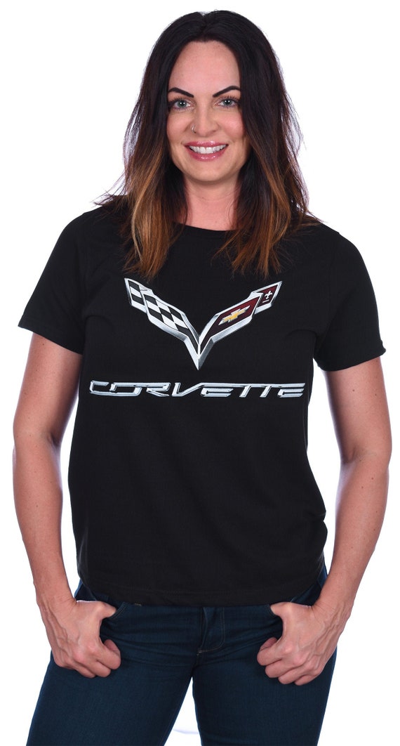 JH DESIGN GROUP Mens Chevy Corvette T-Shirt C5 Series Logo Black Crew Neck Shirt