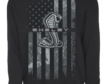 JH Design Men's Shelby Cobra Snake Flag Pullover Crew neck Sweatshirt