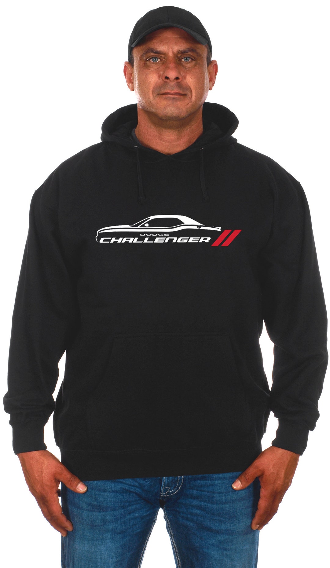 JH Design Men's Dodge Challenger Silhouette Pullover Hoodie