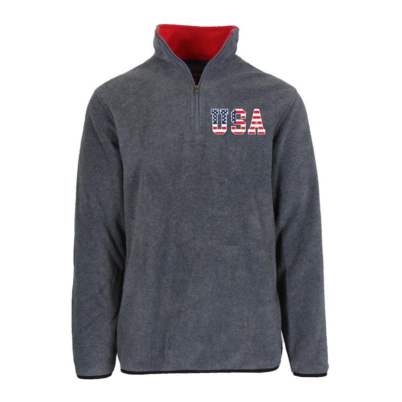 Men’s USA Quarter Zip Thermal Fleece Pullover Long Sleeve Sweatshirt image 8