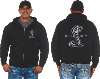 JH Design Mens Shelby Cobra Zip-Up Hoodie with Front & Back Emblems