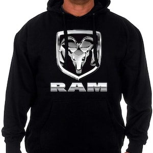 JH Design Men's Dodge Ram Pullover Black Hoodie Sweatshirt