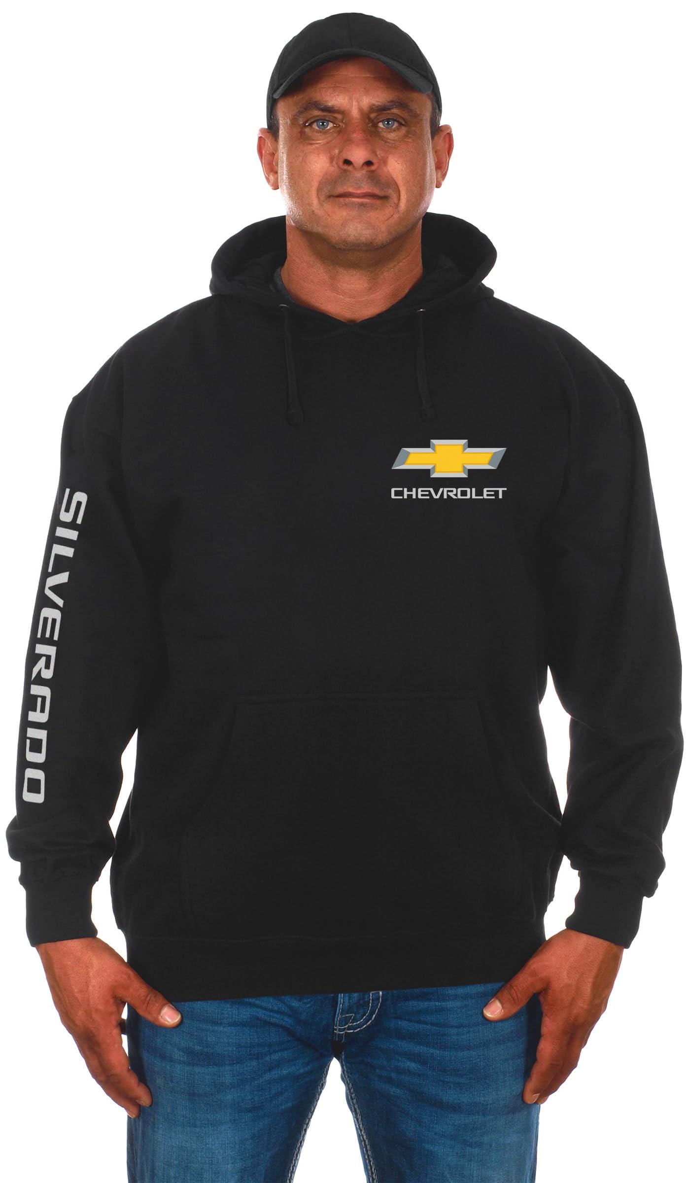JH DESIGN Men's Chevy Silverado Truck Classic Black Pullover Hoodie Sweatshirt
