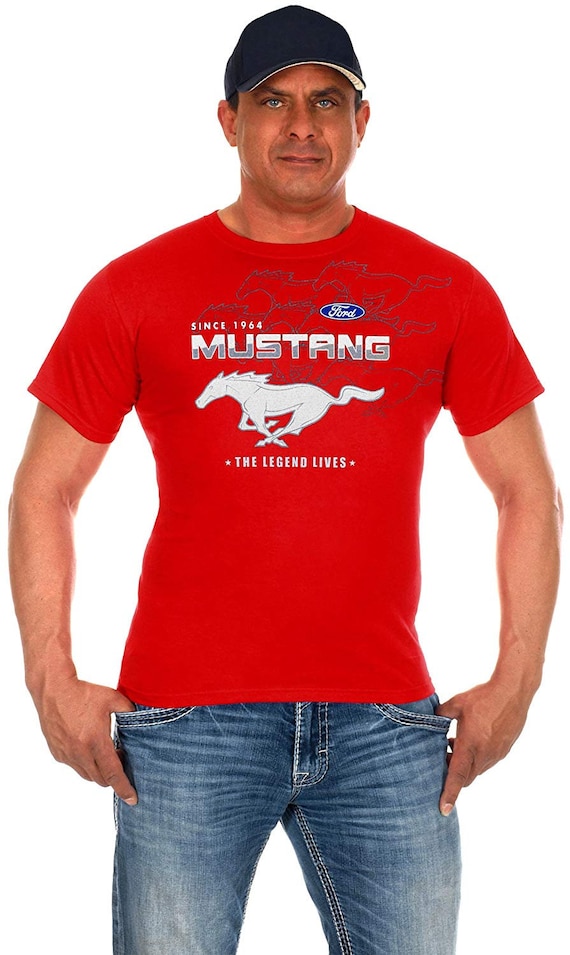 JH DESIGN GROUP Mens Ford Mustang Distressed Stars /& Bars Crew Neck T-Shirt
