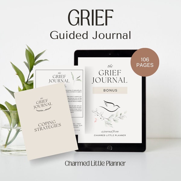 Grief Journal Digital with Prompts for Healing, Self Care Journal Printable, Loss of a Loved One Sympathy Gift, Bereavement Journal