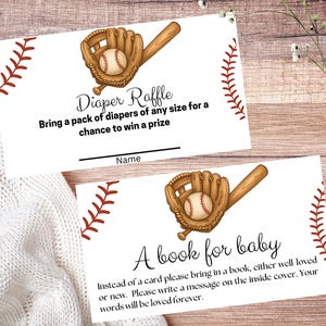 Baseball Baby Shower Diaper Raffle & Book for Baby Cards, Sports Theme Baby Shower Game, Printable Boy Baby Shower Activities