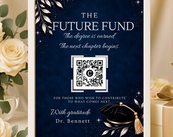 Future Fund Sign, QR Code Sign Template, PhD Graduation Gift Sign, Doctorate Party Decor, Editable 8.5x11 Venmo Cash App Canva Sign