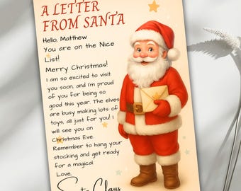 Santa Arrival Letter Printable | 5x7 Santa Claus Christmas Letter | Editable Santa Note for Kids | Holiday Instant Download