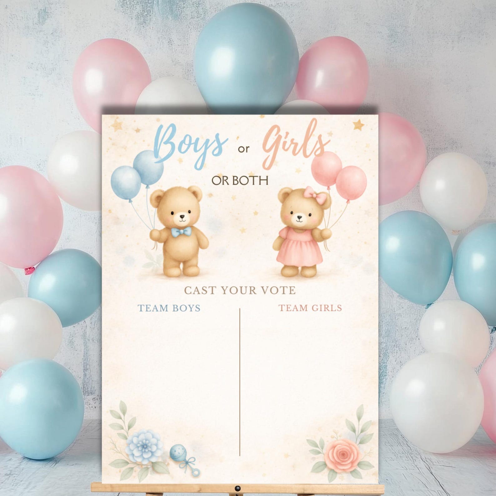 Twin Gender Reveal 18x24 Voting Board | What Will the Babies Be Poster ...