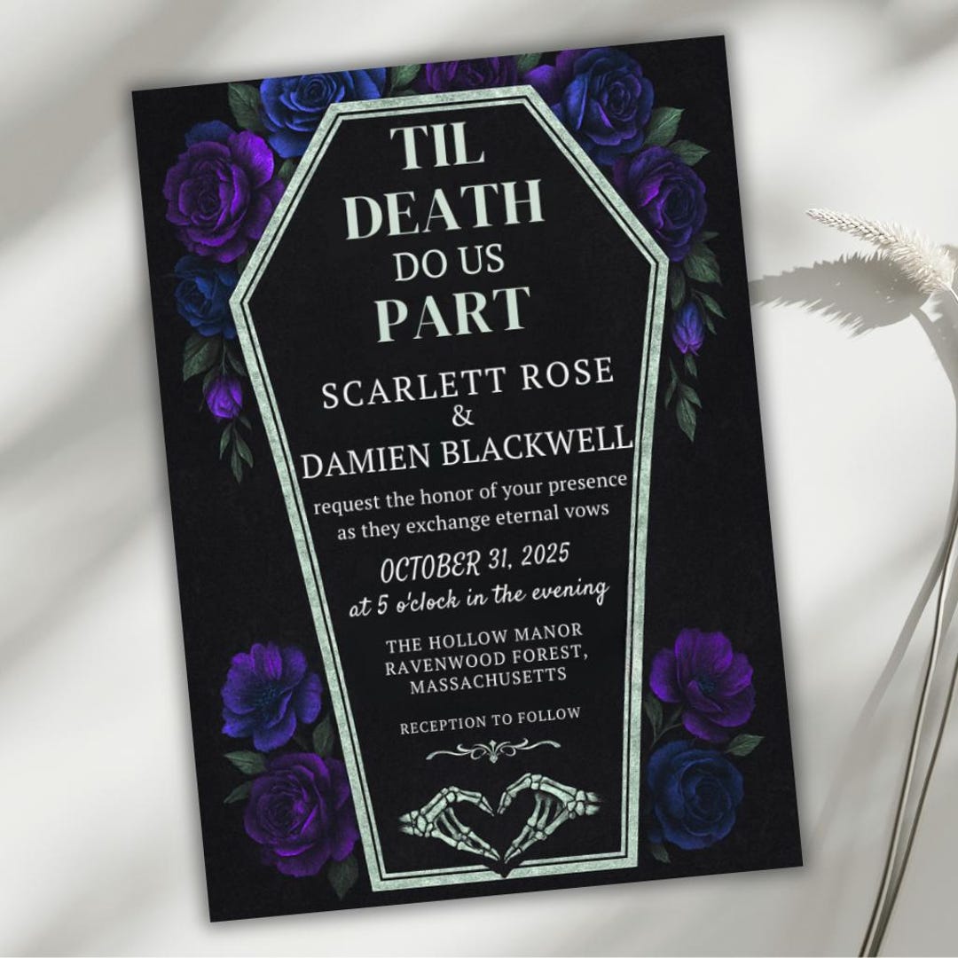 Gothic Wedding Invitation Template Card, Till Death Do Us Part ...