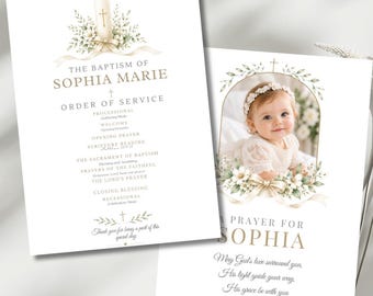 Baptism Program Template, Editable Order of Service, Christening Ceremony Program, Catholic Baptism Canva Template