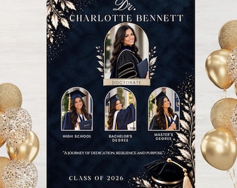 Graduation Welcome Board, PhD Graduation Photo Board, Doctorate Graduation Sign, Journey to Dr Photo Collage