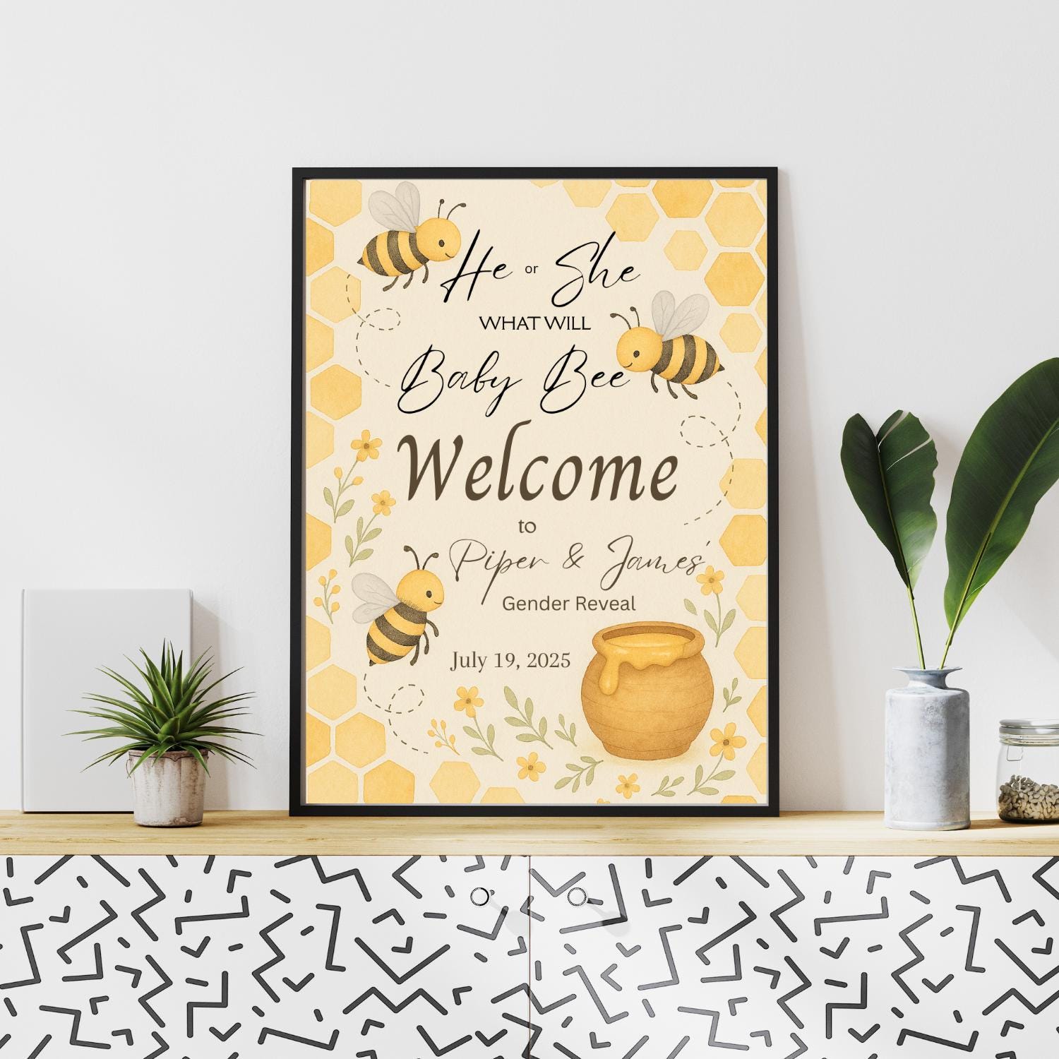 Editable Baby Bee Gender Reveal Sign, He or She What Will Baby Bee ...