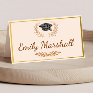 Graduation Place Cards Template, Editable Name Cards, PhD Graduation Table Seating, Doctorate Party Decor, Printable Canva Template