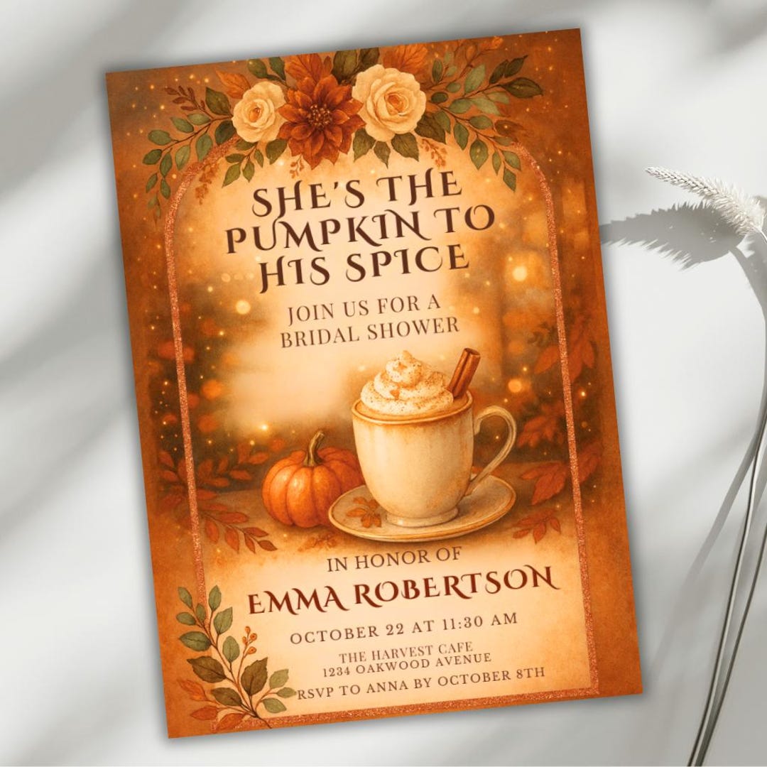 Pumpkin Spice Bridal Shower Invitation, Fall Bridal Brunch Canva ...