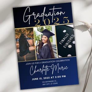 Graduation Digital Invitation, Class of 2025 Editable Canva Template, Instant Download Grad Announcement Invite, High School Evite