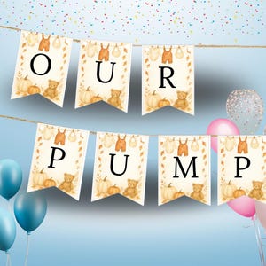 Pumpkin Baby Shower Banner, Little Pumpkin Garland Template, Fall Baby Decor, Editable Canva Bunting, Printable Autumn Shower Sign