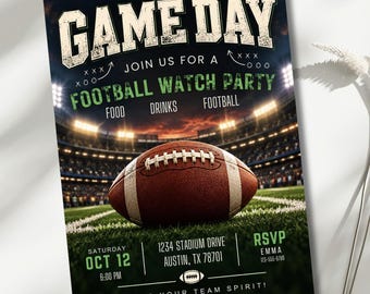 Football Party Invitation, Football Watch Party Invite, Tailgate Party Invitation, Editable Game Day Invitation Template